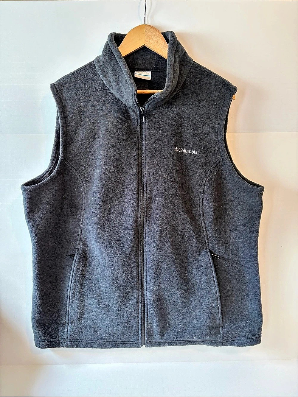 Columbia Men's Fleece Vest Full-Zip Black Vest Size 2X Outdoors Layer EUC